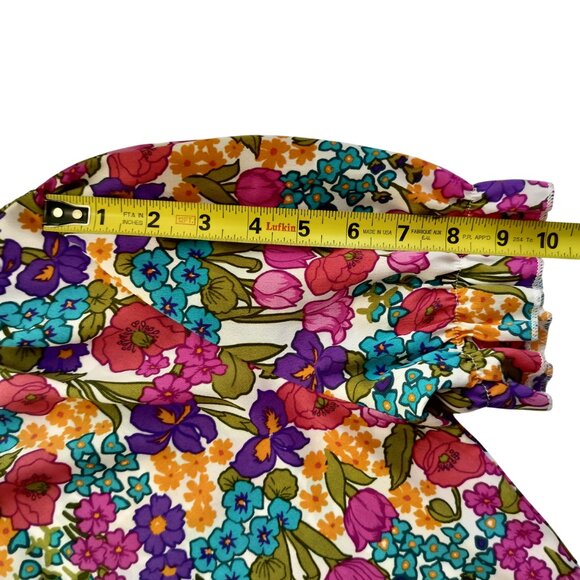 DAZIGN BLOUSE Short Sleeve White Floral Large Spring Flowy Romantic Office Core - Picture 8 of 9